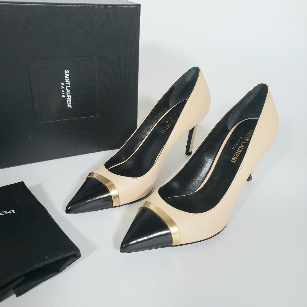 Saint Laurent Paris Tri-Tone Point Toe Pumps